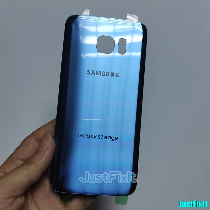 Coral Blue Сменный Чехол для батареи для SAMSUNG Galaxy S7 edge G930A G930F G935F G935A задняя крышка для батареи Задняя стеклянная крышка корпуса чехол - Цвет: Coral Blue