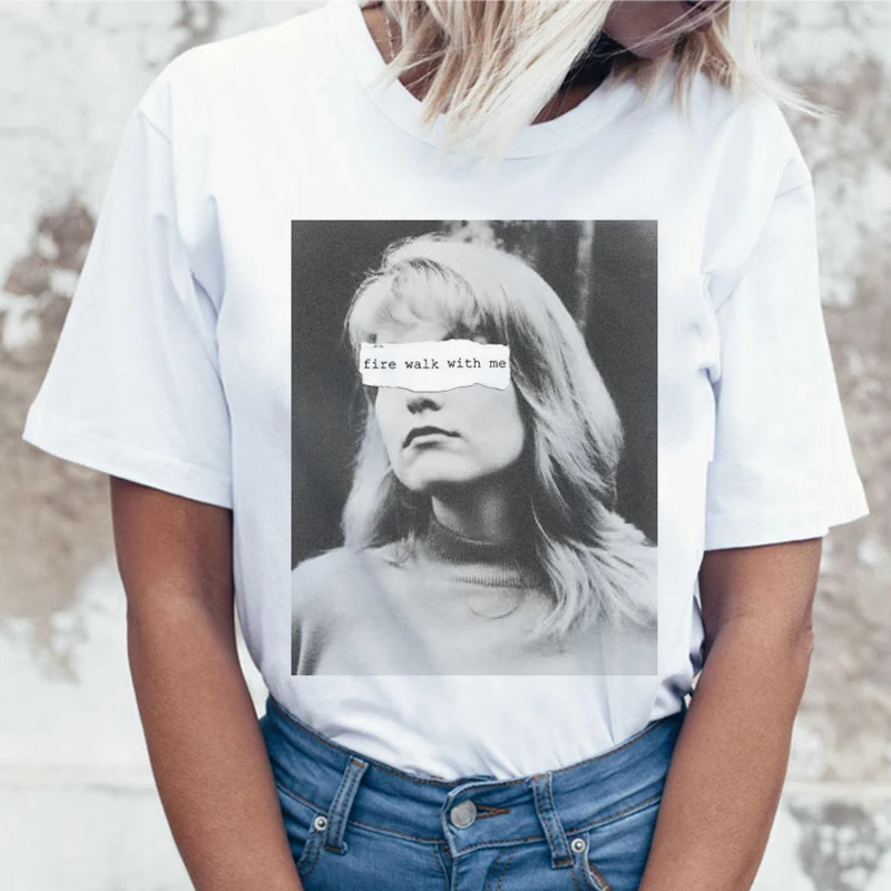 Твин Пикс футболка Женская Harajuku Ullzang Who Killed Laura Palmer футболка с графическим рисунком 90s эстетические футболки женские - Цвет: 4026