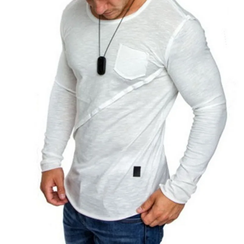 LASPERAL Новая Осенняя высокоэластичная Хлопковая мужская футболка с длинным