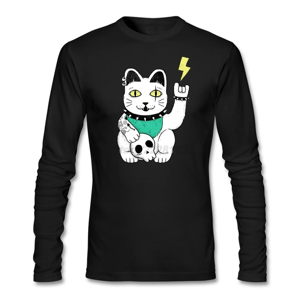 HU &amp GH Maneki Metal Man белая футболка рок-н-ролл Графические футболки WithManeki Neko Cat