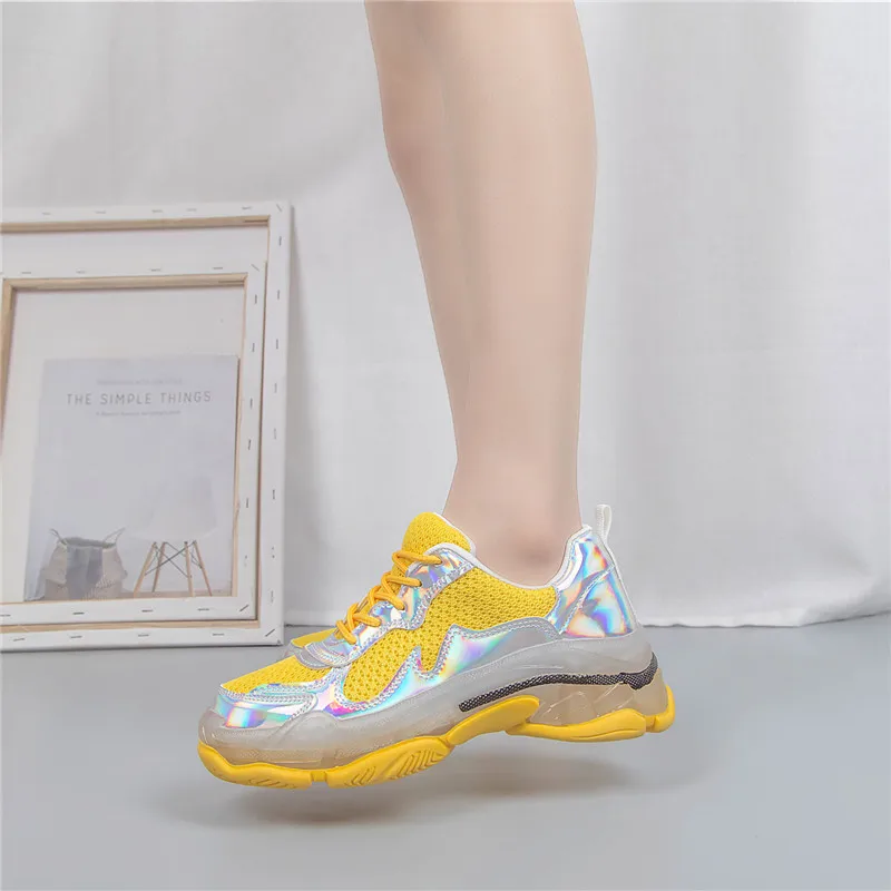 Sneakers Casual Shoes Women 2019 Diamond Sneaker Clear Platforms Bling Lace Up Thick Bottom Woman | Обувь