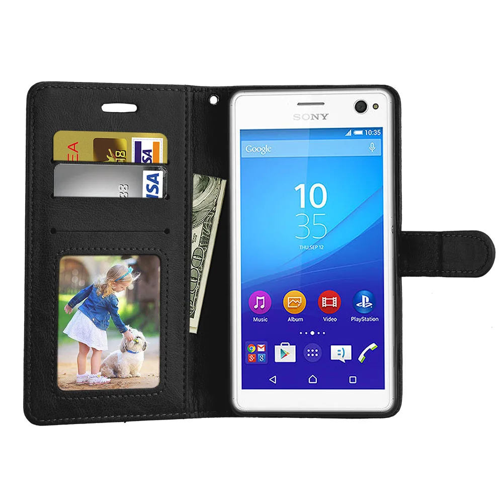 Чехол-бумажник для Sony Xperia C4 E5303 E5306 E5353 флип-чехол подставка держатель карты