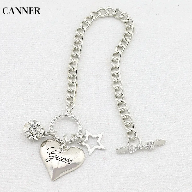 Женский браслет с кристаллами Canner Love Heart золотой серебряный цвет Bileklik модное