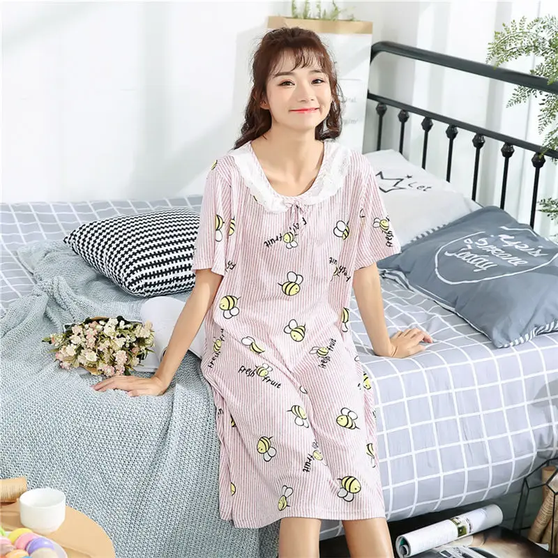 Женские ночные рубашки лето 2019 женская ночная рубашка с мультипликационным