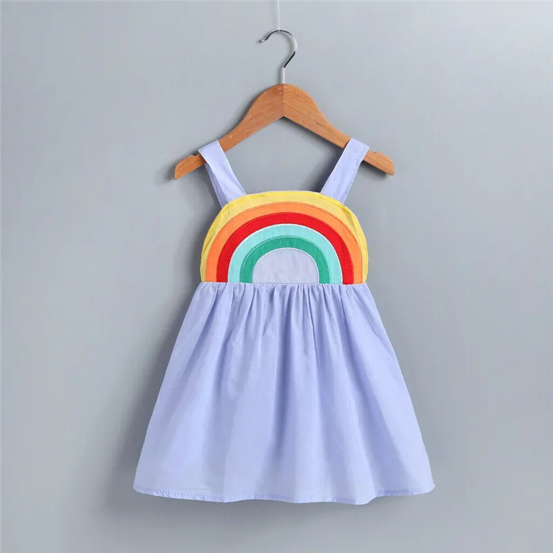 Сарафан без рукавов с открытой спиной Радужный 2019 яркий костюм От 1 до 5 лет |
