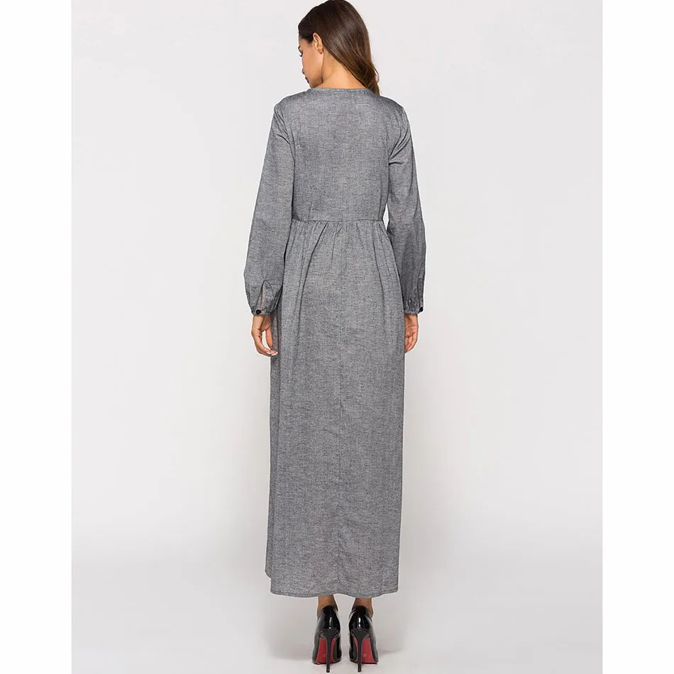

GUYUNYI Women's Dress Casual Floral Embroidery Round Neck Long Sleeve Bow Maxi Robe Waist Draped Hem Loose vestidos CX1130