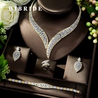 hibride elegant cubic zircon 4pcs necklace jewelry set leaf design wedding bridal set for lady party dress bijoux femme n 1022