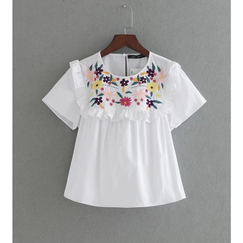 2017 новые женские винтажные кружевные цветочные вышитые блузки повседневные Blusas