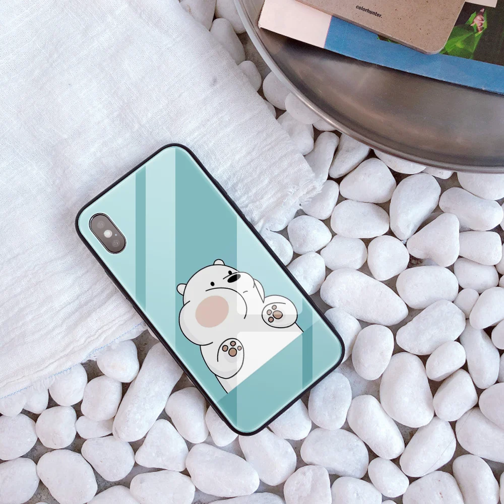 Заказной чехол из закаленного стекла для телефона для iphone 11 Pro XS MAX XR 5 5S SE чехол Мы Голые Медведи DIY чехол для iphone 8X7 Plus 6s capa - Цвет: 20424