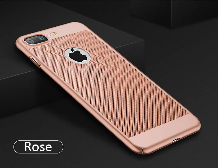 Дышащий чехол для телефона s для iPhone 8 7 6 6S Plus 11 Pro Max охлаждающий Жесткий пластиковый Чехол для iPhone X Xs Max Xr рассеивающий тепло чехол - Цвет: Rosegold
