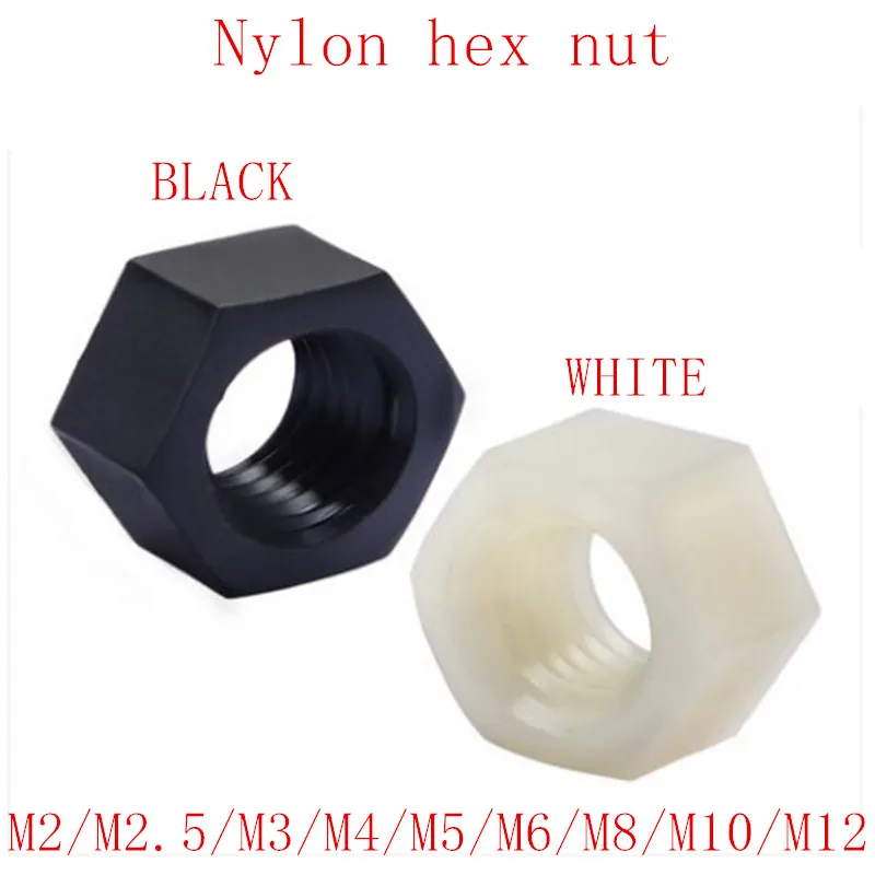 

50Pcs/10PCS DIN934 M2 M2.5 M3 M4 M5 M6 M8 M10 M12 PA66 Nylon Hex Nut Hexagon Plastic Hex Nuts