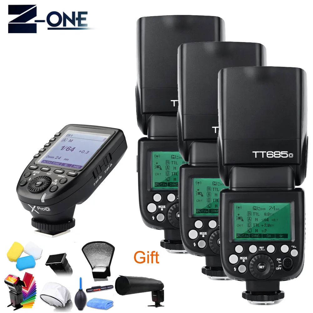 KIT 5 Godox TT685O 2,4G HSS ttl GN60 Вспышка Speedlite+ Xpro-O триггер передатчик Комплект для Olympus Panasonic+ Бесплатный подарок - Цвет: KIT 5
