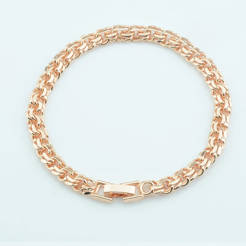 6 мм Мужские Женские розовое золото цвет двойной панцирной Роло цепи браслеты