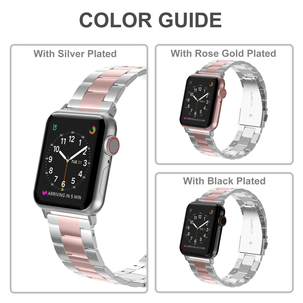 Ремешок Toyouths из нержавеющей стали для Apple Watch Band 38 мм 42 2019 металлический мужской и