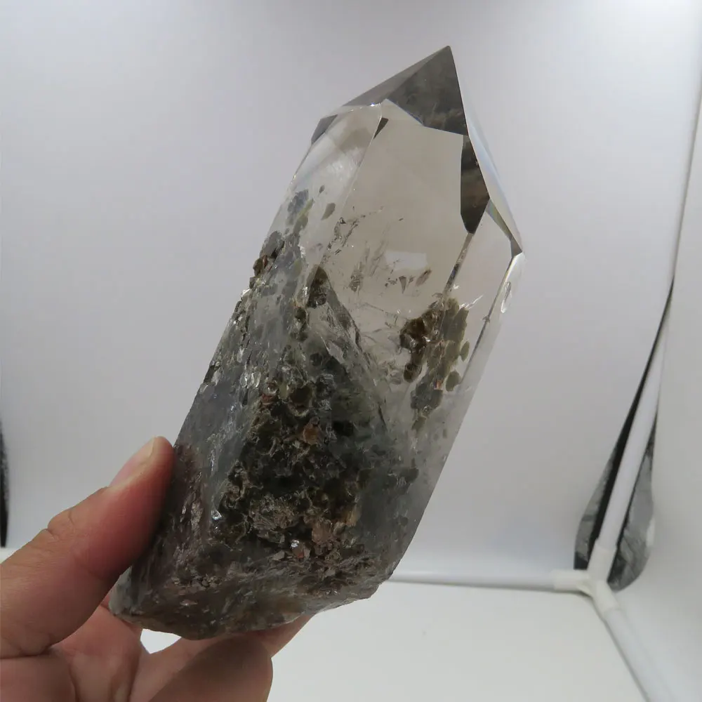 FeiLaEr 499 г редкая Натуральная Зеленая Ghost Phantom Quartz Хрустальная палочка Micas полностью