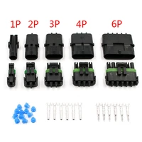 1 set 1 2 3 4 6pin weather pack weatherpack auto waterproof electrical wire cable12346 pin way connector plug 18 14 ga
