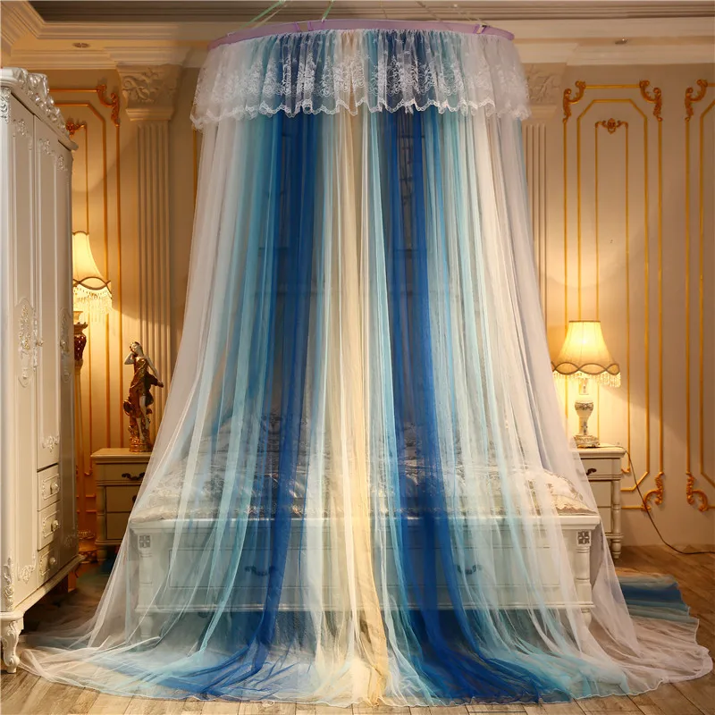 Москитная сетка постепенного цвета подвесная купольная для кровати Super king летняя