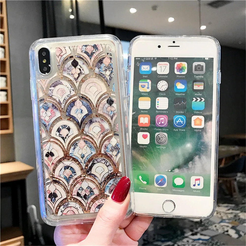phone case for iphone 6 6s plus Liquid quicksand Fish scale TPU soft shell back cover 7 8 |