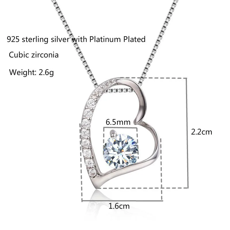 Милая 925 пробы серебряная подвеска CZ Love Peach Heart с круглым камнем Pingente, ожерелье для женщин, девушек, друзей, ювелирные изделия pingentes
