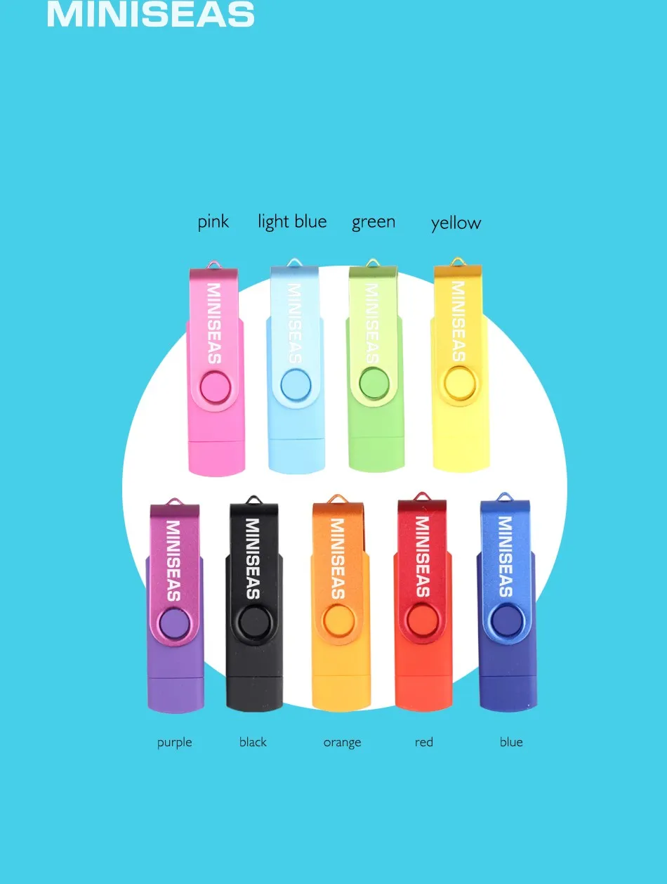 Usb флеш-накопитель Miniseas, 8 цветов, вращение, OTG, телефон, ручка-накопитель, 4 ГБ, 8 ГБ, 16 ГБ, 32 ГБ, 64 ГБ, память, Usb флешка флеш-накопитель