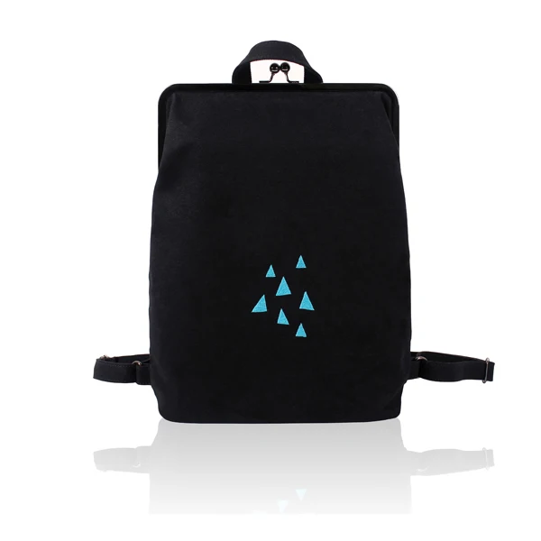 YIZISTORE свежая вышивка холст рюкзаки с металлической рамкой застежка для девочек-подростков(FUN KIK - Цвет: black backpack