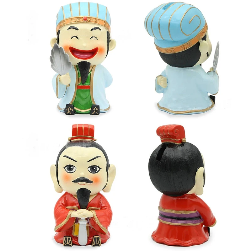 17 см Оригинальные фигурки трех царств монета копилка ZhugeLiang LiuBei Guan Yu полимерная
