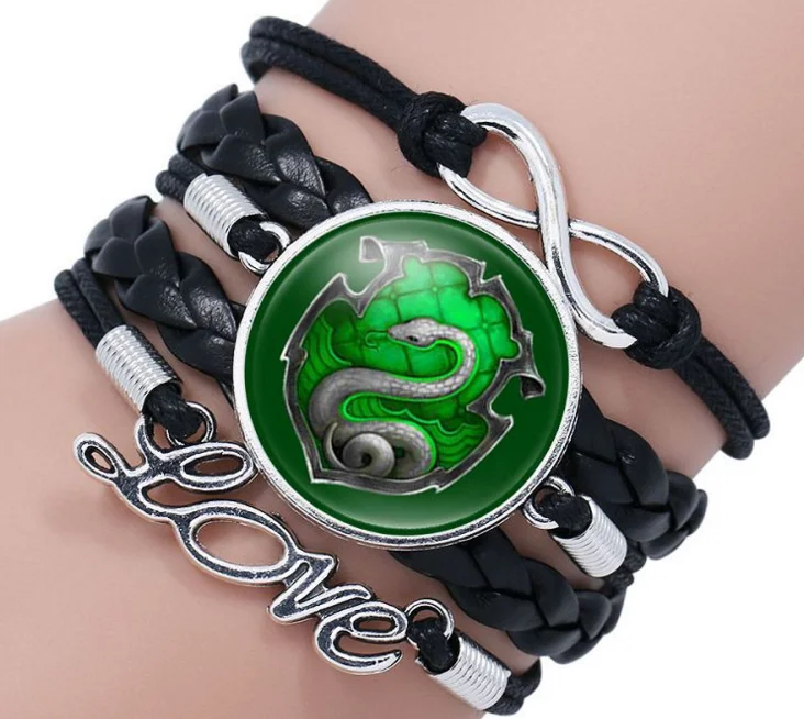 Аниме Харри «Дары смерти» Поттер фигурка ретро кожаный шнур браслет Золотой снитч крылья Сова треугольник многослойный браслет
