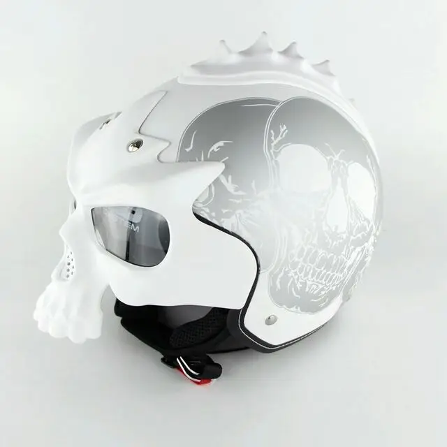 White Точка Череп мотоциклетный шлем ретро Половина лица шлемы мотоцикл Masei Capacete мото Cascos уличная езда - Цвет: White