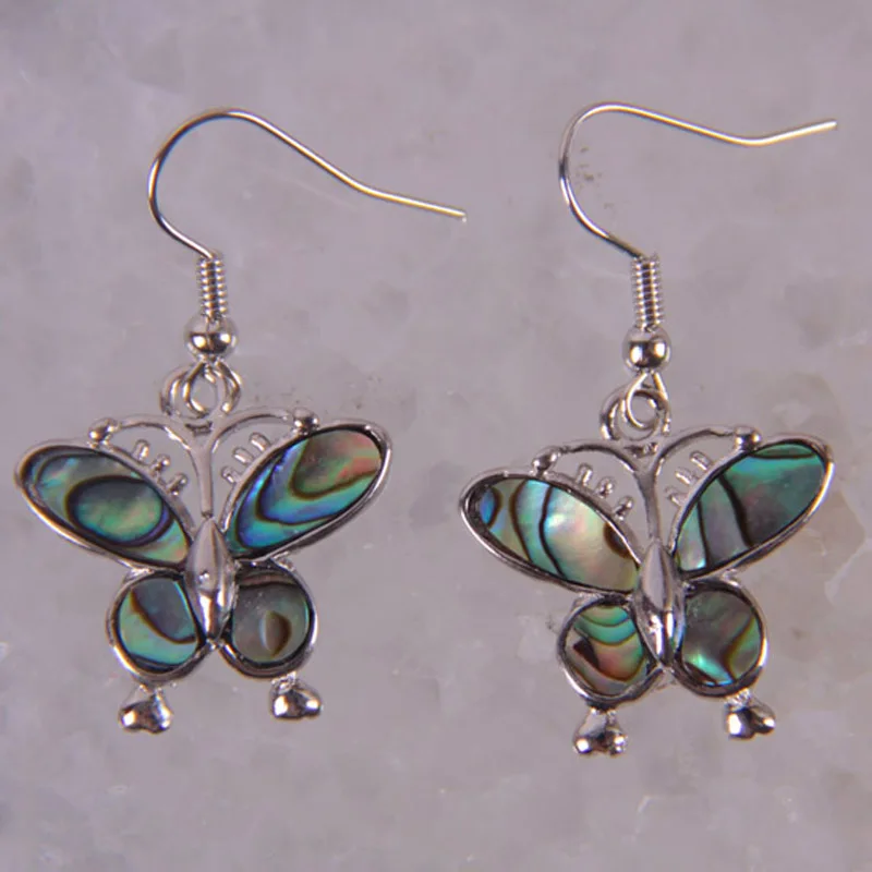 

New Zealand Abalone Shell Bead Butterfly Fashion Earrings Jewelry T144