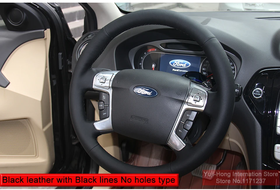 PONSNY искусственная кожа Чехлы рулевого колеса автомобиля чехол для Ford MONDEO 2007-2012 CHIA-X S-MAX 2007 сшитый вручную чехол