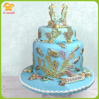 marine theme fondant chocolate dry pez moulds snail mermaid starfish coral waves octopus hippocampus crab baking silicone mould