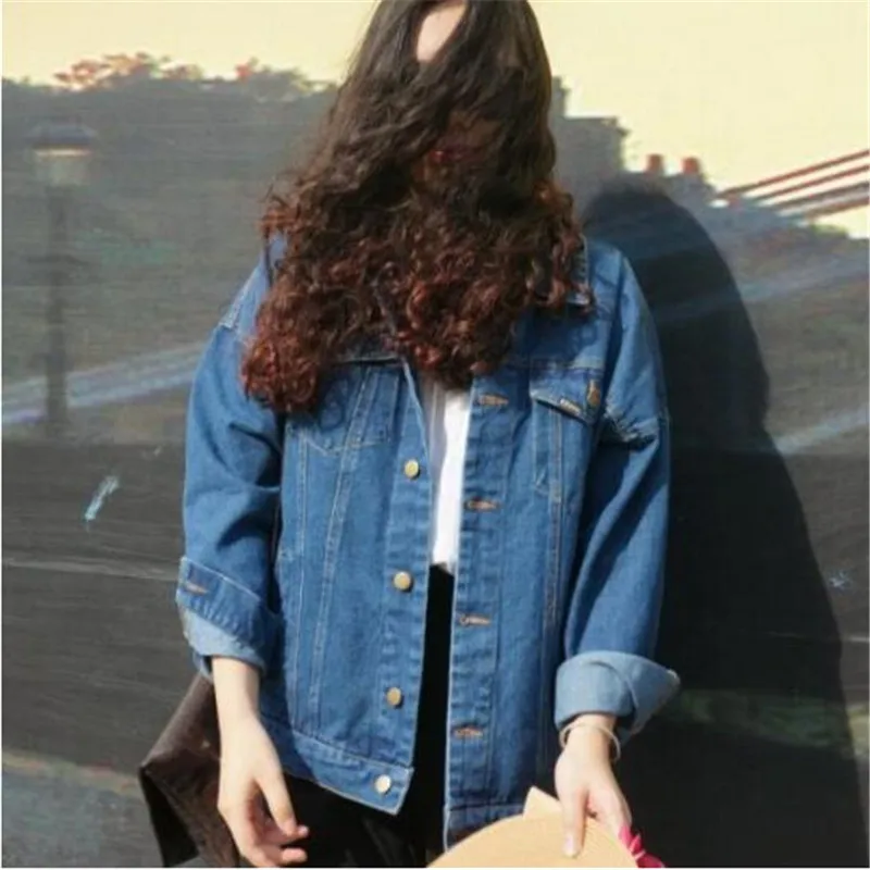 

Bf Wind Autumn And Winter Women Denim Jacket 2017 Vintage Harajuku Oversize Loose Female Jeans Coat Solid Slim Chaquetas Mujer