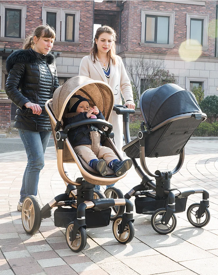 

7.8 Luxury High View Multifunctional Baby Stroller 3 In 1 With Car Seat Travel System Portable Folding Four Wheels Newborn Pram