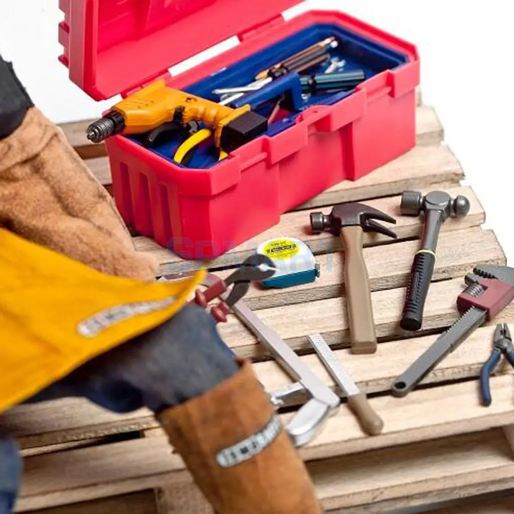 1/6 Scale Plastic Hand Tools Toolbox Set Repair Kit Repairman Accessories for 12'' Action Figure Hot Toys Drangon DID Enterbay |