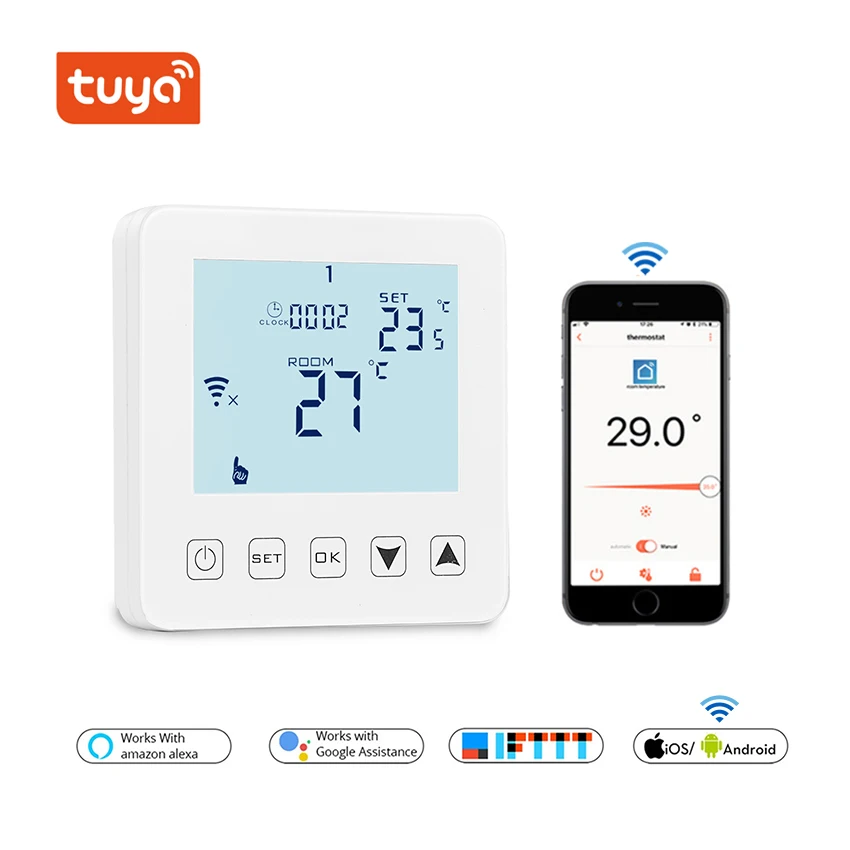 Термостат WiFi умный для электрического напольного обогревателя TUYA температурный