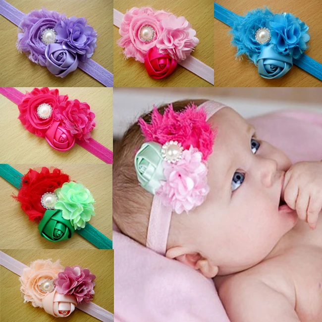 Детский ободок с цветными цветами модный бриллиантами и жемчугом детский