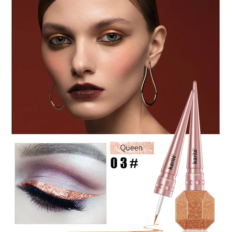 Kiss beauty брендовый Блестящий жидкий гель-лайнер для глаз с бриллиантами, водостойкий стойкий Золотой Серебряный хайлайтер, блестящий макияж - Цвет: 03-Queen