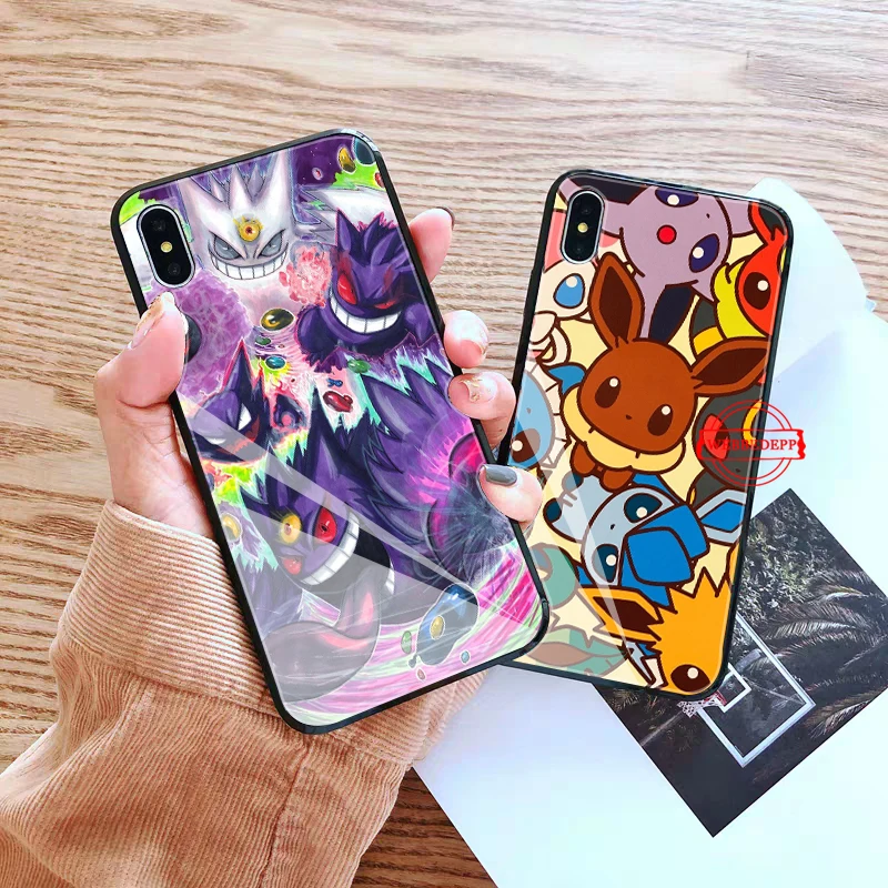 Мультяшные Покемоны eevee pika стеклянный чехол для телефона для Apple iPhone 11 Pro X XS Max 6 6S 7 8 Plus 5 5S SE
