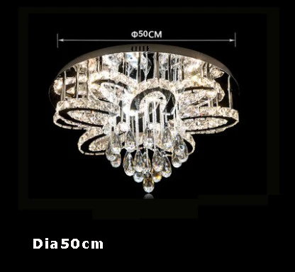 Dia50cm 55w Светодиодный, современный, хрустальный, из нержавеющей стали, Круглый, с регулируемой яркостью, RGB, люстра, освещение, Lamparas De Techo для фойе - Цвет абажура: Dia50cm 55w