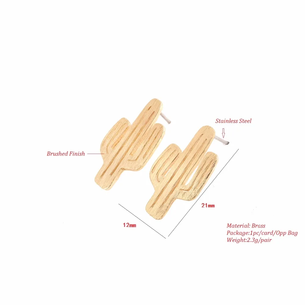 Jisensp модные милые серьги-гвоздики в виде кактусов для женщин ювелирные изделия