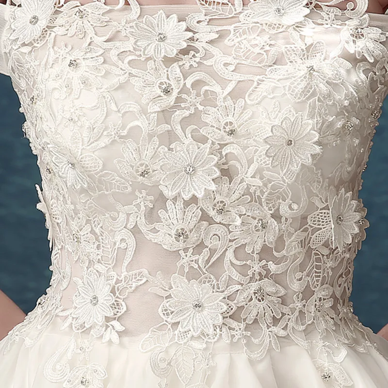 Высокое качество Slash шеи Vestido De Noiva Renda Вышивка органзы и тюля халат de mariée Высокая