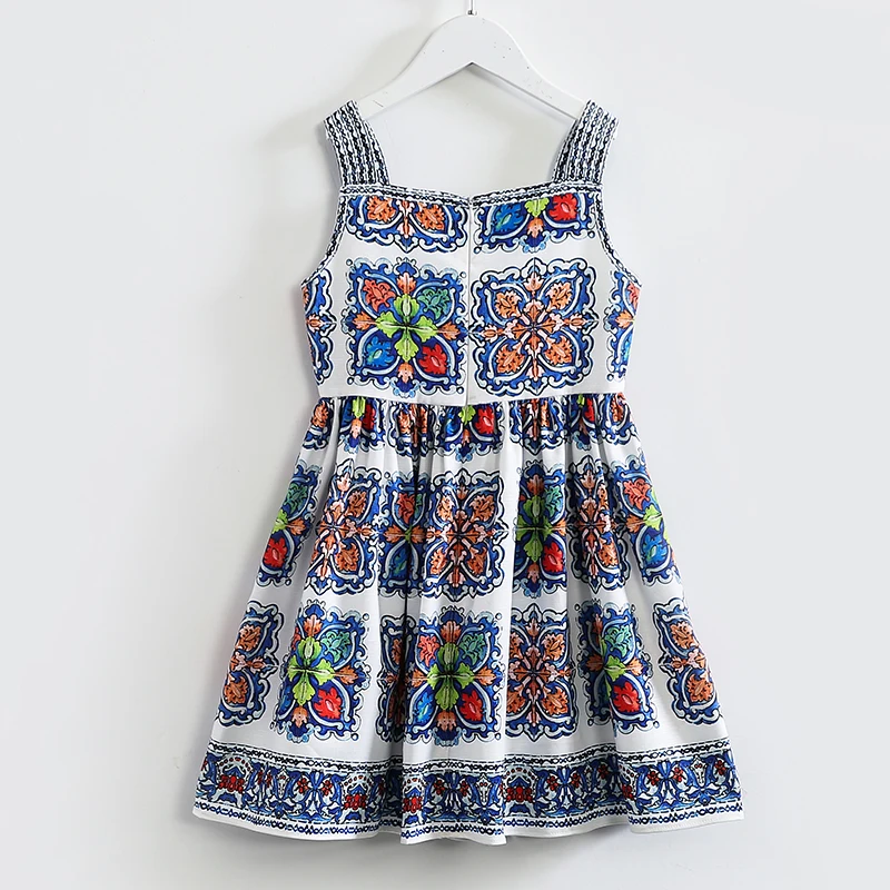 Летнее платье для девочек Новинка 2017 года детское принцессы с рисунком в