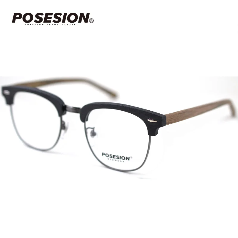 POSESION, оправы для очков по рецепту, для мужчин и женщин, близорукость, дальнозоркость, дерево, оптические очки, Ретро стиль, деревянная оправа для очков