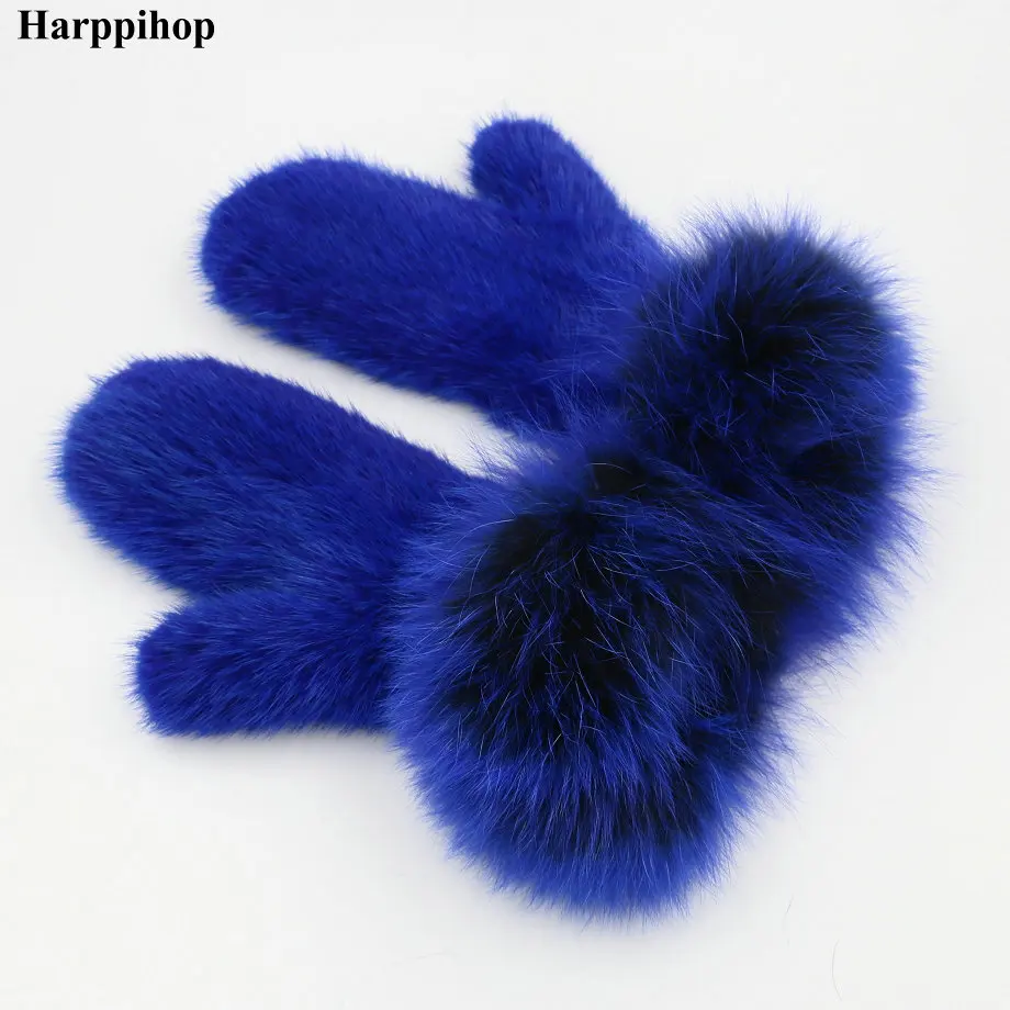 Женские перчатки из натурального меха норки 2020 милые женские с лисьим мехом