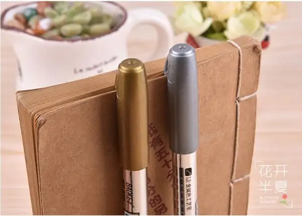 Золотой Серебряный металлический флуоресцентный ручка-маркер для творчества