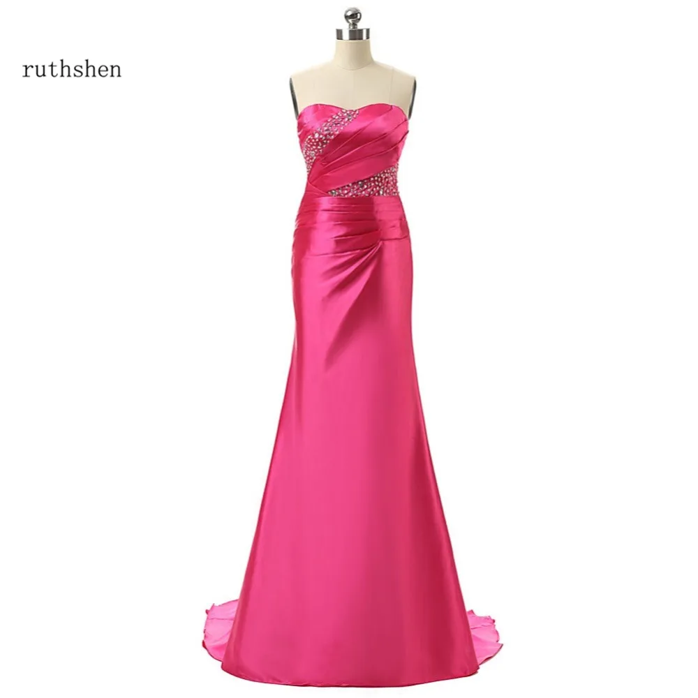 Ruthshen Дешевые Новые длинные серебряные платья русалки без бретелек с бисером для