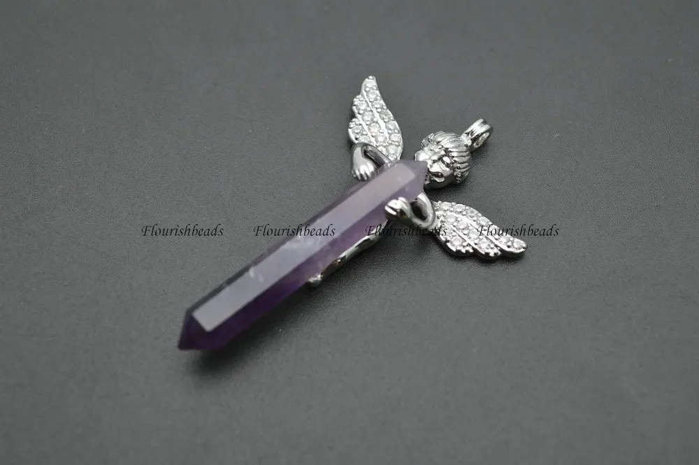 Большой выбор цвет дневного родия металлический ангел двойные кулоны крылья