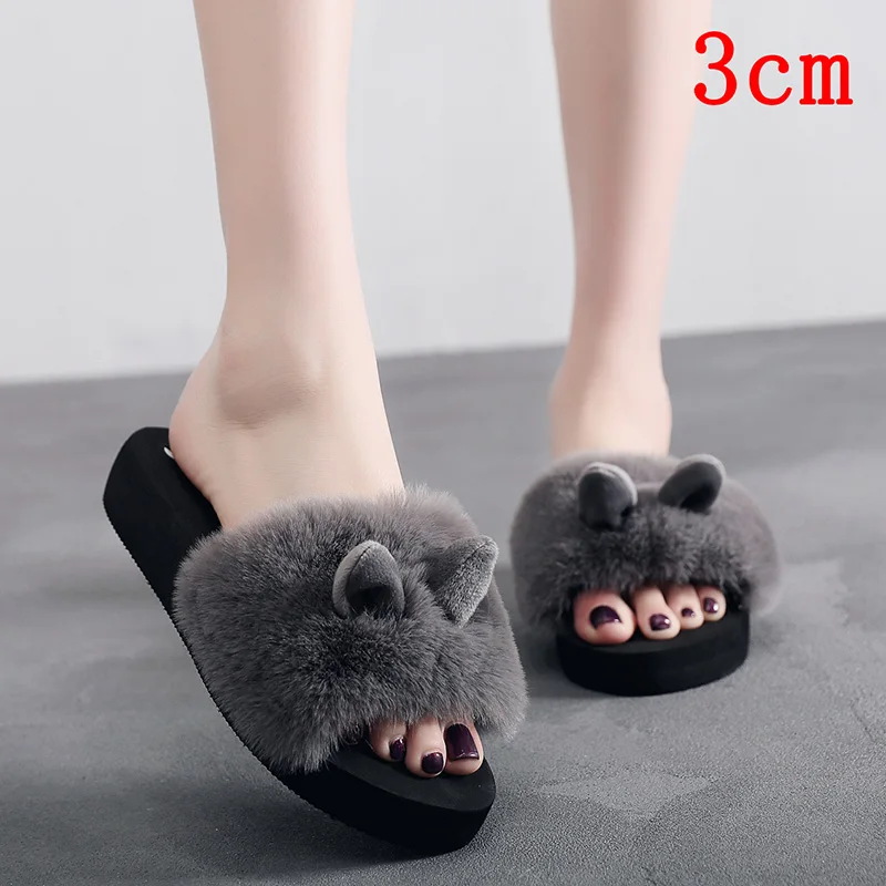 3cm Gray Тапочки на платформе; женская обувь на каблуке; женская обувь на платформе с высоким тапочка на платформе; женская обувь на платформе с высоким каблуком; pantoufle femme - Цвет: 3cm Gray
