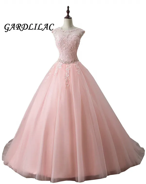 

Ball Gown Blush Quinceanera Dresses 2021 Vestido de debutante Tulle Appliques Prom Dress vestidos de 15 anos Beaded sweet 16