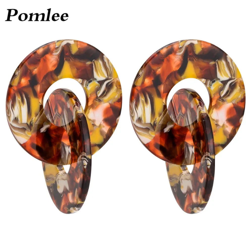 Pomlee разноцветные Boho круглые серьги в форме капли для женские двухслойные